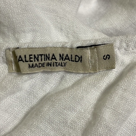 Valentina Naldi Womens White One Shoulder Ruffle 100% Linen Dress Sz S - Picture 7 of 9